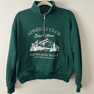 Oak & Trellis quarter zip cropped apres ski mock neck sweatshirt